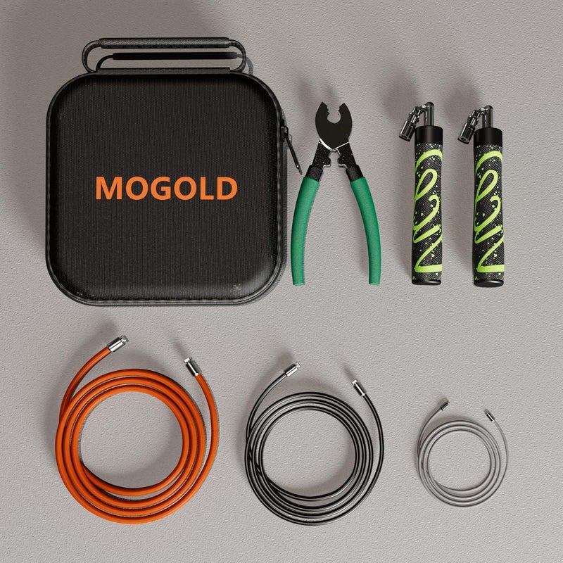 MOGOLD Weighted Jump Rope for Men Women -Interchangeable 1/5lb 1/4lb 1/2lb Heavy jump ropes - 360 Degree Spin - Length Adjustable,Ergonomics Leather Grip Skipping Rope for Fitness Weight Loss & More - Image 4